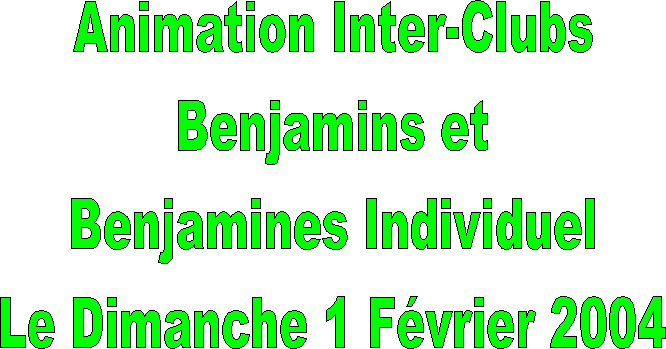 Animation Inter-Clubs
Benjamins et
Benjamines Individuel
Le Dimanche 1 Fvrier 2004

